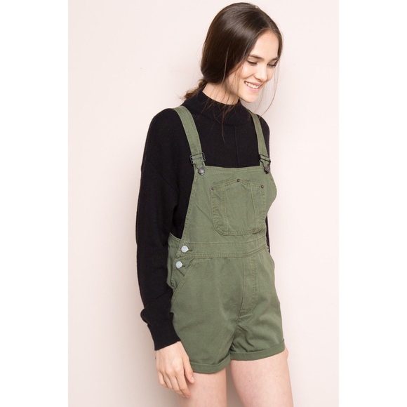 Brandy Melville Denim - Brandy Melville olive green denim shortalls shorts